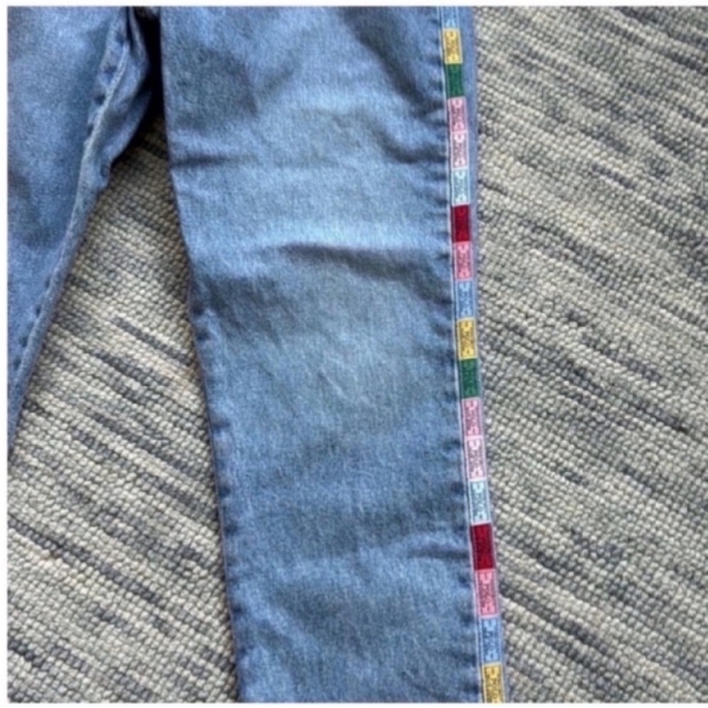 Polo Ralph Lauren Avery Boyfriend Light Blue Jeans with Colorful Stripes Seam - Picture 10 of 12
